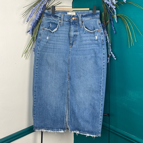 Universal Thread Blue Denim Midi Skirt - Picture 1 of 6